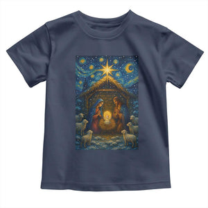 Jesus Christmas Toddler T Shirt Starry Night Nativity Scene Xmas TS14 Navy Print Your Wear