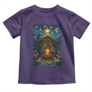 Jesus Christmas Toddler T Shirt Starry Night Nativity Scene Xmas TS14 Purple Print Your Wear