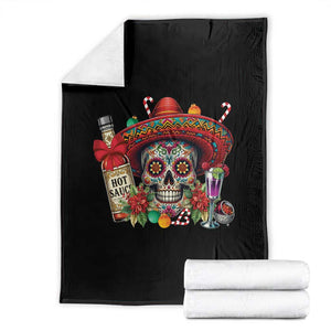 Cinco De Mayo Christmas Throw Blanket Mexican Sugar Skull Sombrero Tequila Party TS14 Black Print Your Wear