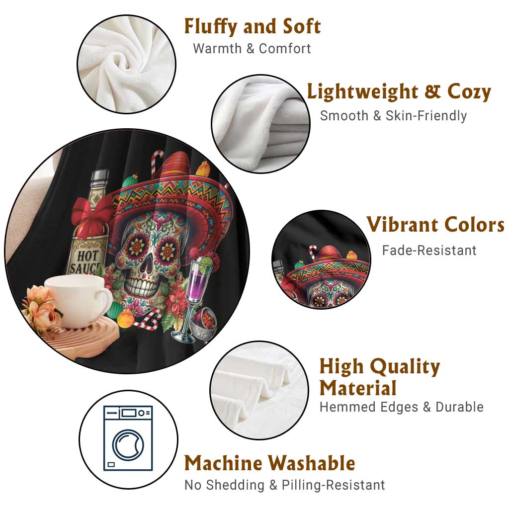 Cinco De Mayo Christmas Throw Blanket Mexican Sugar Skull Sombrero Tequila Party TS14 Print Your Wear