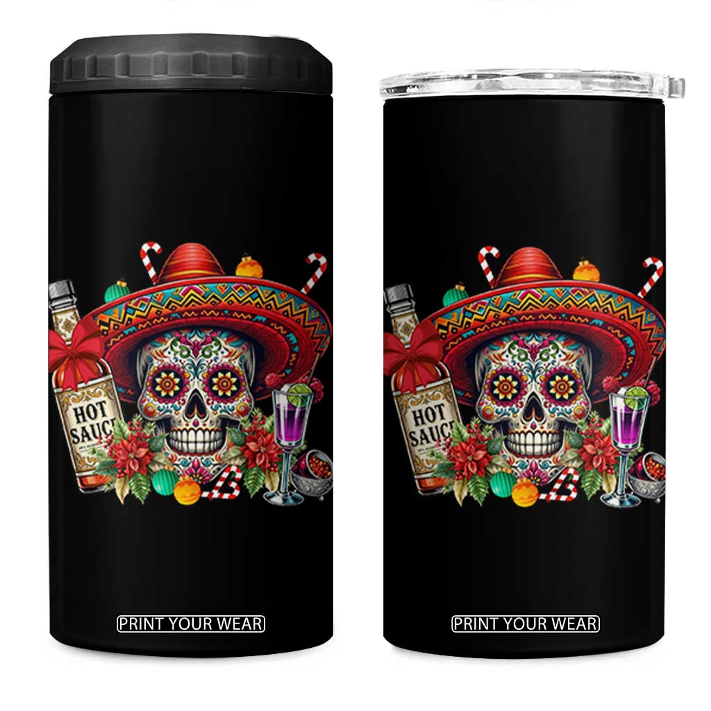 Cinco De Mayo Christmas 4 in 1 Can Cooler Tumbler Mexican Sugar Skull Sombrero Tequila Party TS14 One Size: 16 oz Black Print Your Wear