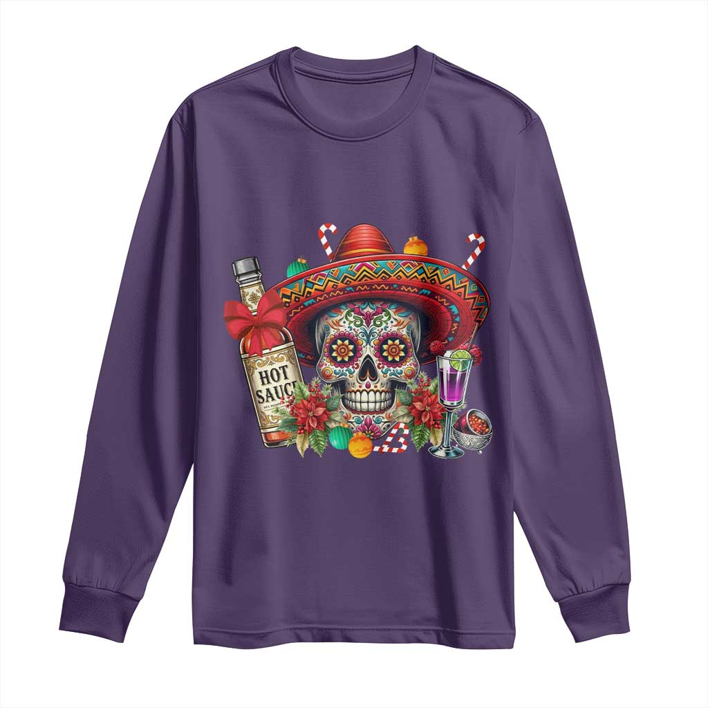 Cinco De Mayo Christmas Long Sleeve Shirt Mexican Sugar Skull Sombrero Tequila Party TS14 Purple Print Your Wear