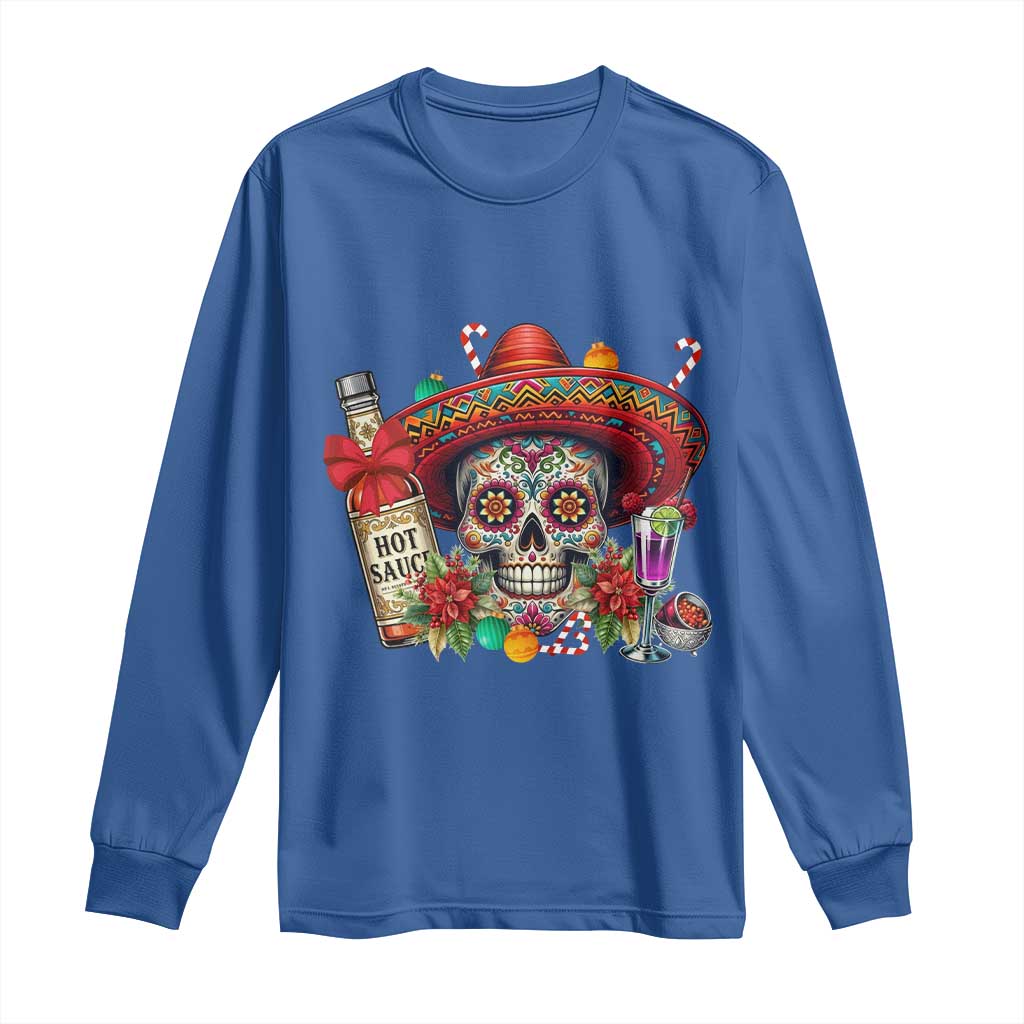Cinco De Mayo Christmas Long Sleeve Shirt Mexican Sugar Skull Sombrero Tequila Party TS14 Royal Blue Print Your Wear