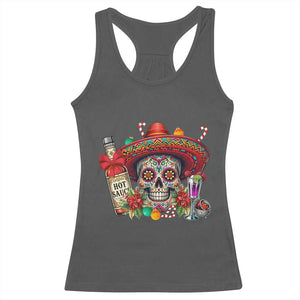 Cinco De Mayo Christmas Racerback Tank Top Mexican Sugar Skull Sombrero Tequila Party TS14 Dark Heather Print Your Wear