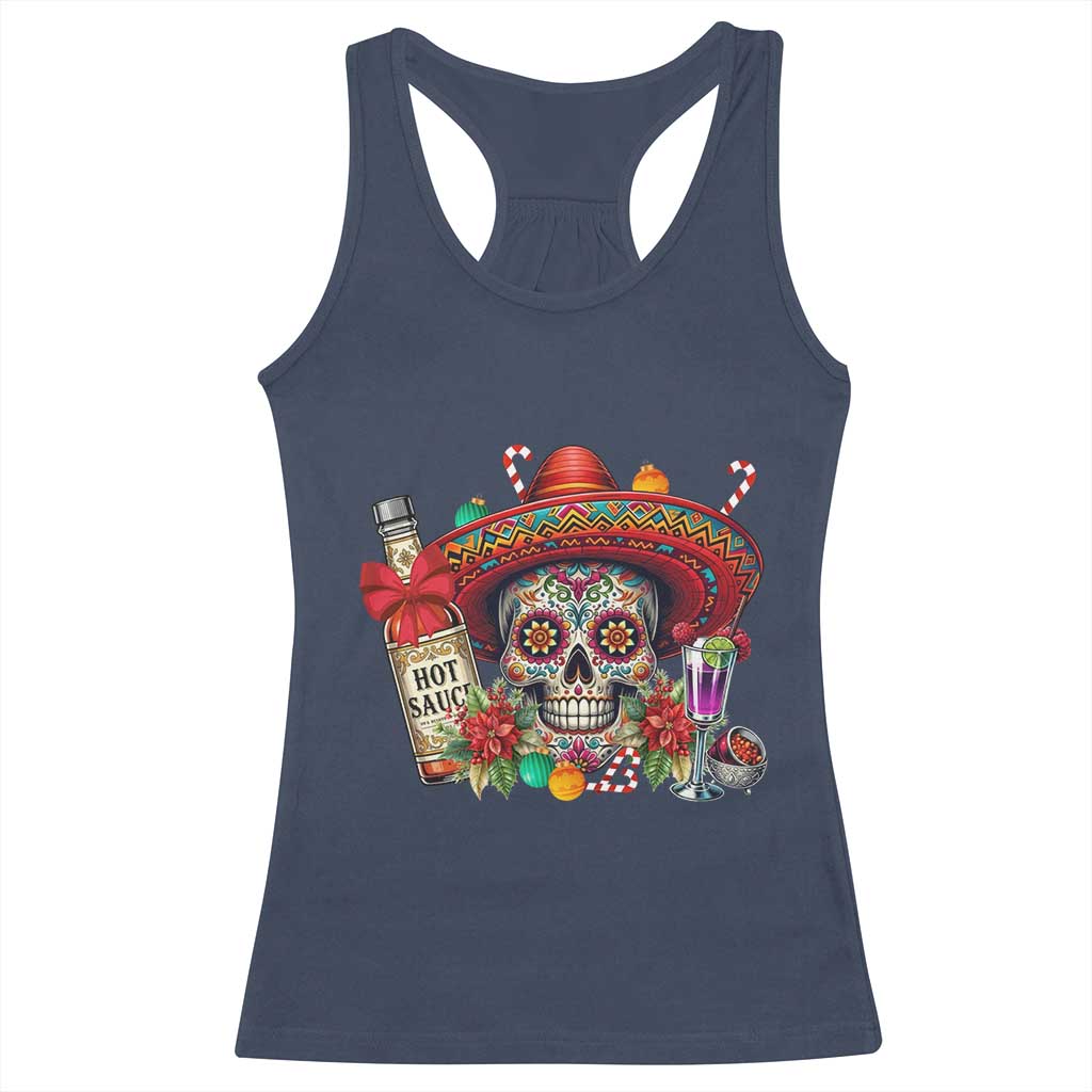 Cinco De Mayo Christmas Racerback Tank Top Mexican Sugar Skull Sombrero Tequila Party TS14 Navy Print Your Wear