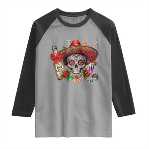 Cinco De Mayo Christmas Raglan Shirt Mexican Sugar Skull Sombrero Tequila Party TS14 Sport Gray Black Print Your Wear