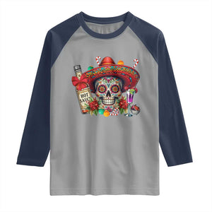 Cinco De Mayo Christmas Raglan Shirt Mexican Sugar Skull Sombrero Tequila Party TS14 Sport Gray Navy Print Your Wear
