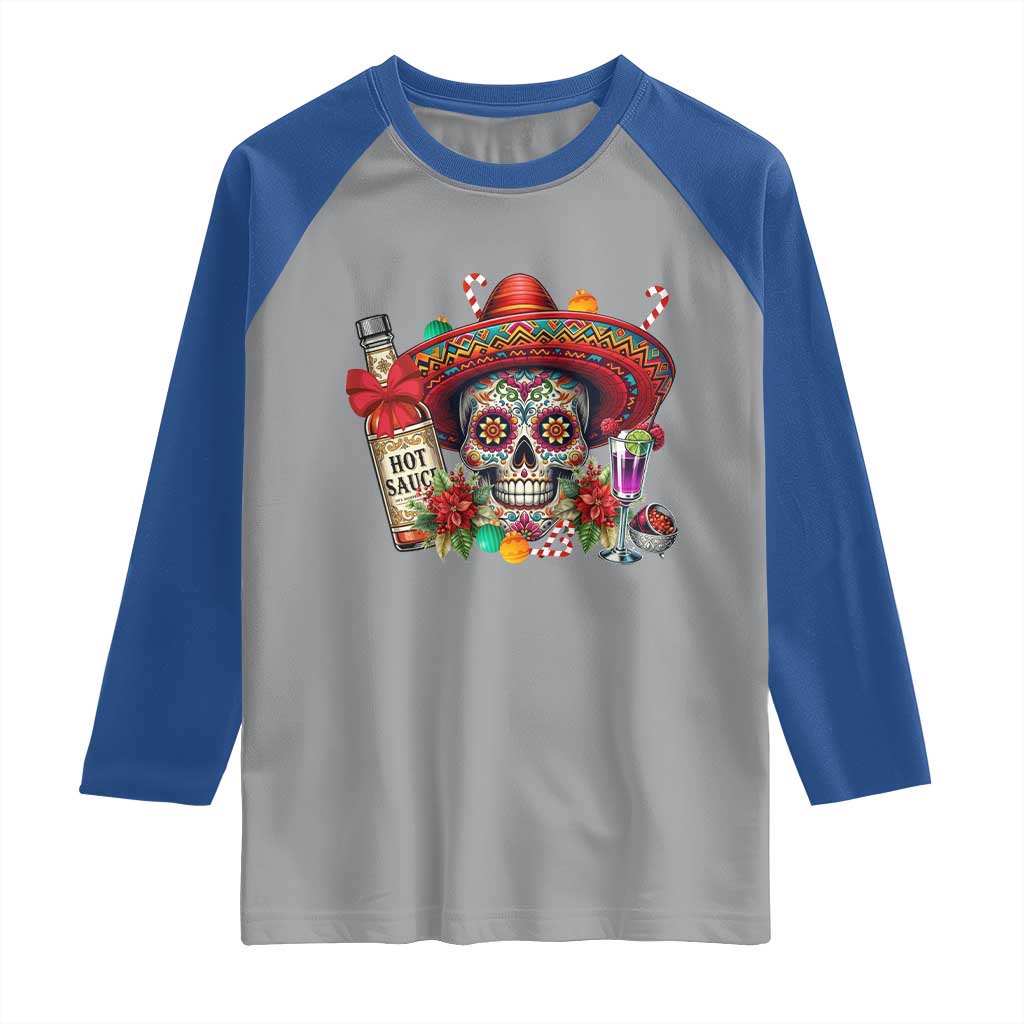 Cinco De Mayo Christmas Raglan Shirt Mexican Sugar Skull Sombrero Tequila Party TS14 Sport Gray Royal Print Your Wear