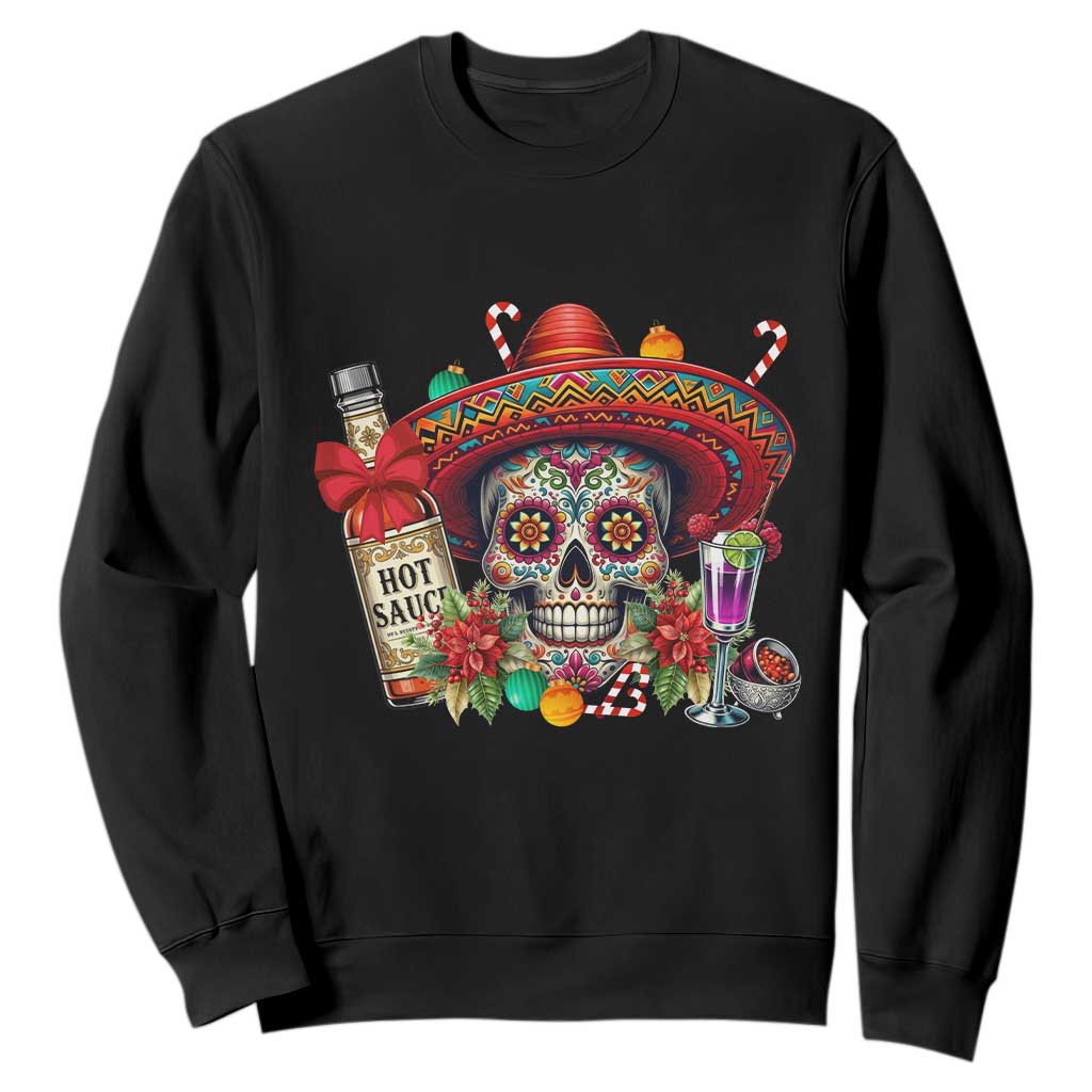 Cinco De Mayo Christmas Sweatshirt Mexican Sugar Skull Sombrero Tequila Party TS14 Black Print Your Wear