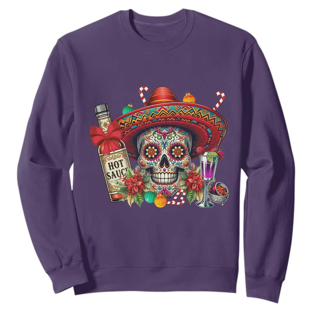 Cinco De Mayo Christmas Sweatshirt Mexican Sugar Skull Sombrero Tequila Party TS14 Purple Print Your Wear