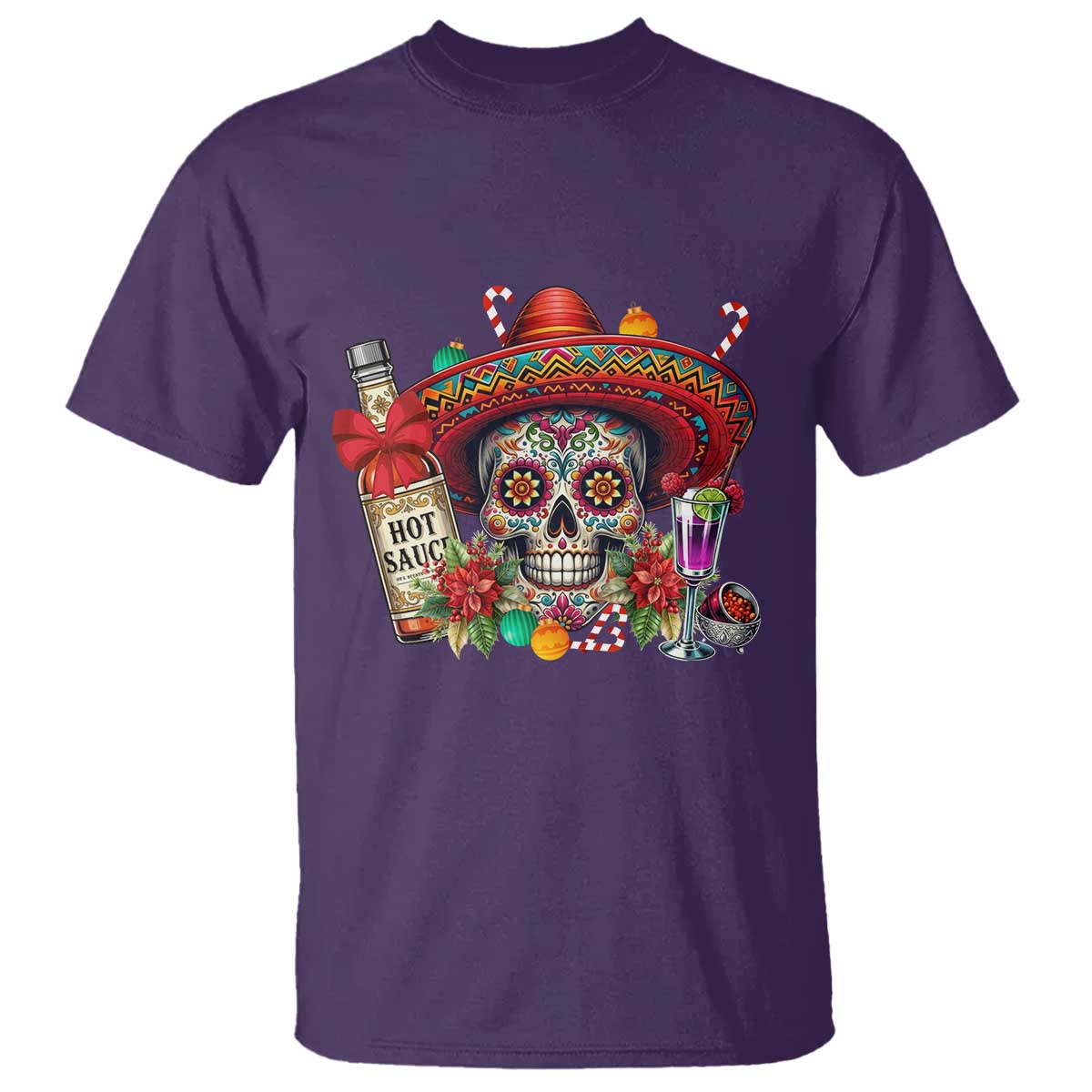 Cinco De Mayo Christmas T Shirt Mexican Sugar Skull Sombrero Tequila Party TS14 Purple Print Your Wear