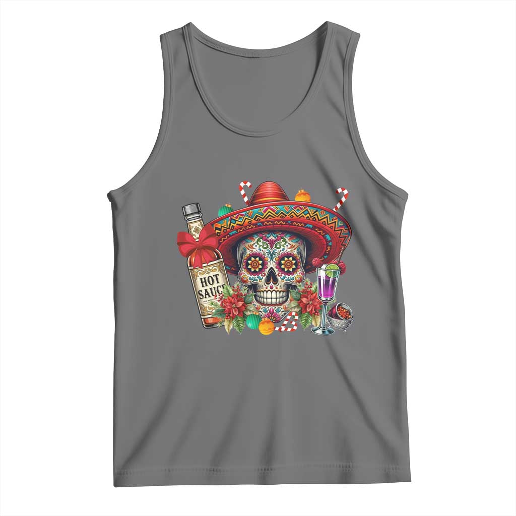 Cinco De Mayo Christmas Tank Top Mexican Sugar Skull Sombrero Tequila Party TS14 Black Heather Print Your Wear