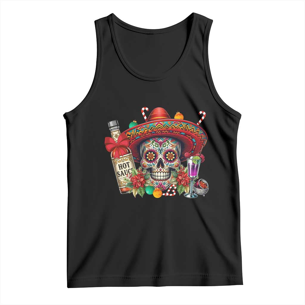 Cinco De Mayo Christmas Tank Top Mexican Sugar Skull Sombrero Tequila Party TS14 Black Print Your Wear