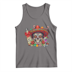 Cinco De Mayo Christmas Tank Top Mexican Sugar Skull Sombrero Tequila Party TS14 Deep Heather Print Your Wear