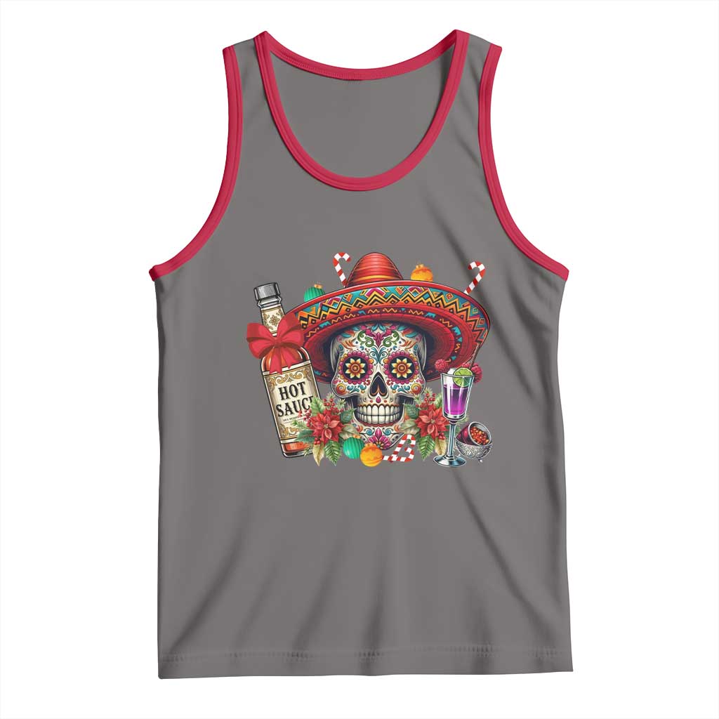Cinco De Mayo Christmas Tank Top Mexican Sugar Skull Sombrero Tequila Party TS14 Deep Heather Red Print Your Wear