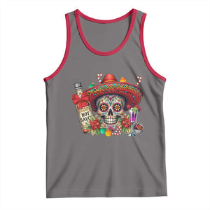 Cinco De Mayo Christmas Tank Top Mexican Sugar Skull Sombrero Tequila Party TS14 Deep Heather Red Print Your Wear