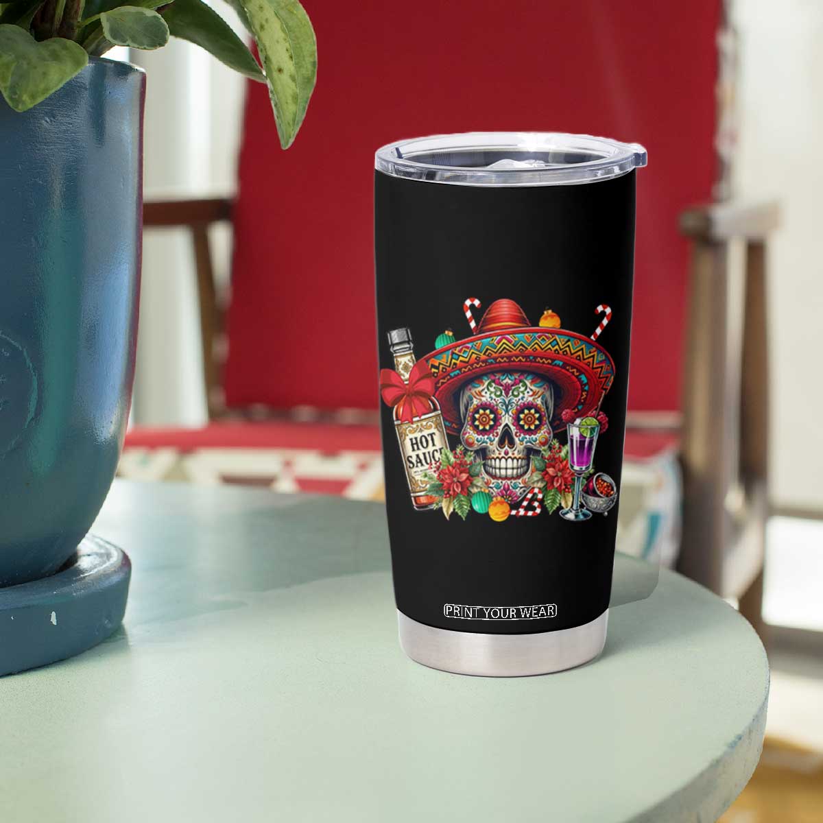 Cinco De Mayo Christmas Tumbler Cup Mexican Sugar Skull Sombrero Tequila Party TS14 Print Your Wear