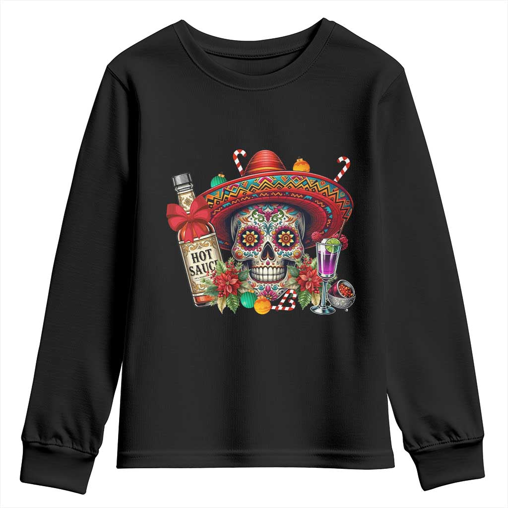 Cinco De Mayo Christmas Youth Sweatshirt Mexican Sugar Skull Sombrero Tequila Party TS14 Black Print Your Wear