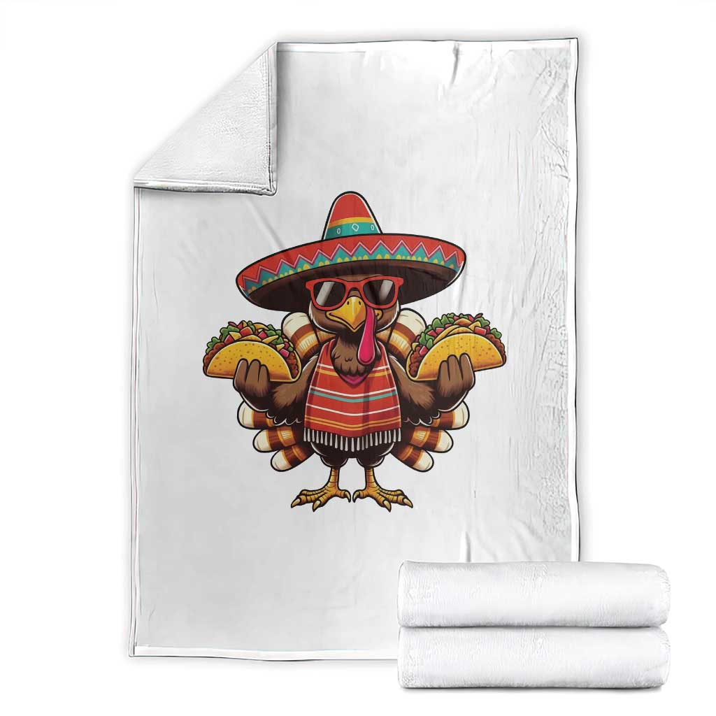 Funny Thanksgiving Turkey Throw Blanket Taco Mexican Christmas TS14 White Print Your Wear