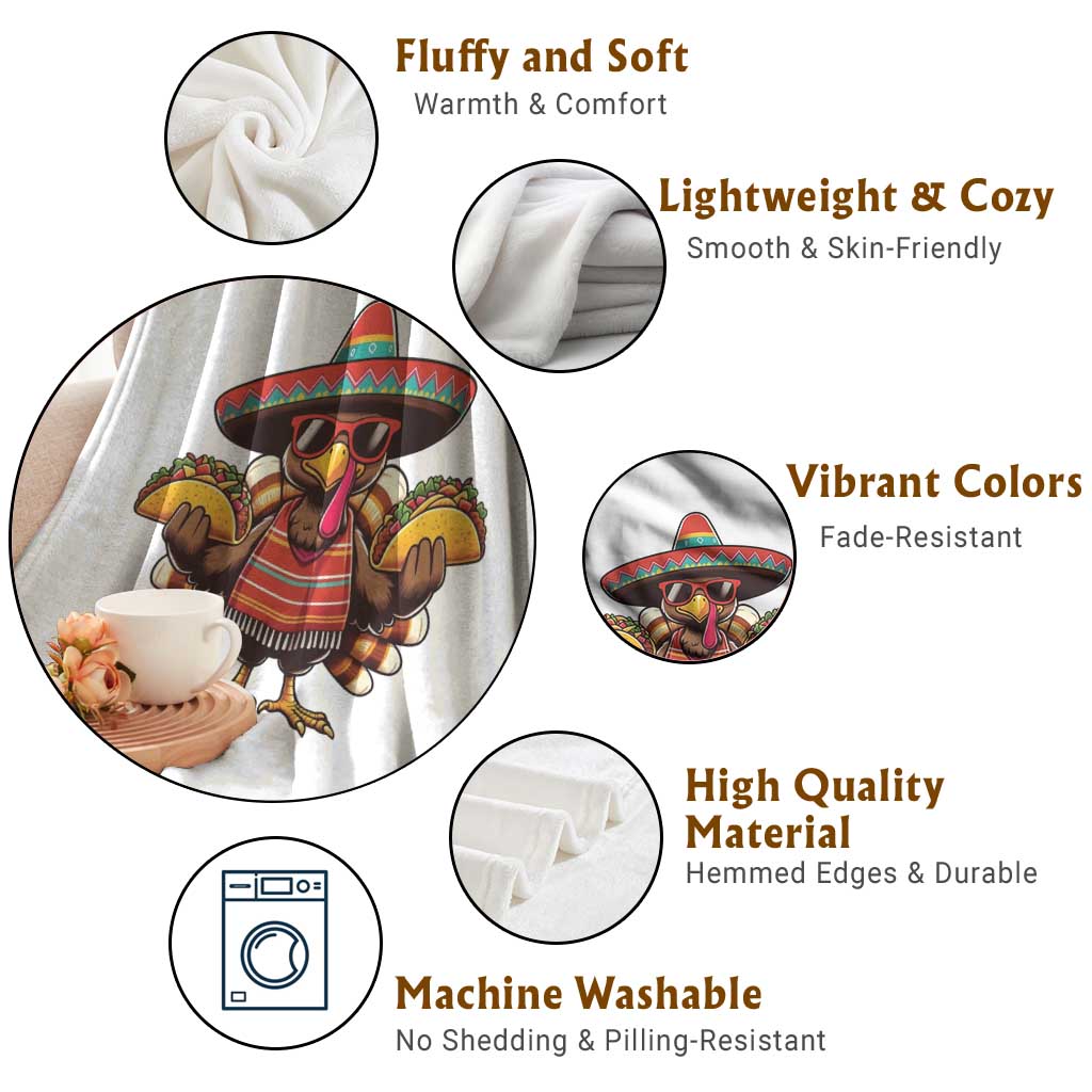 Funny Thanksgiving Turkey Throw Blanket Taco Mexican Christmas TS14 Print Your Wear