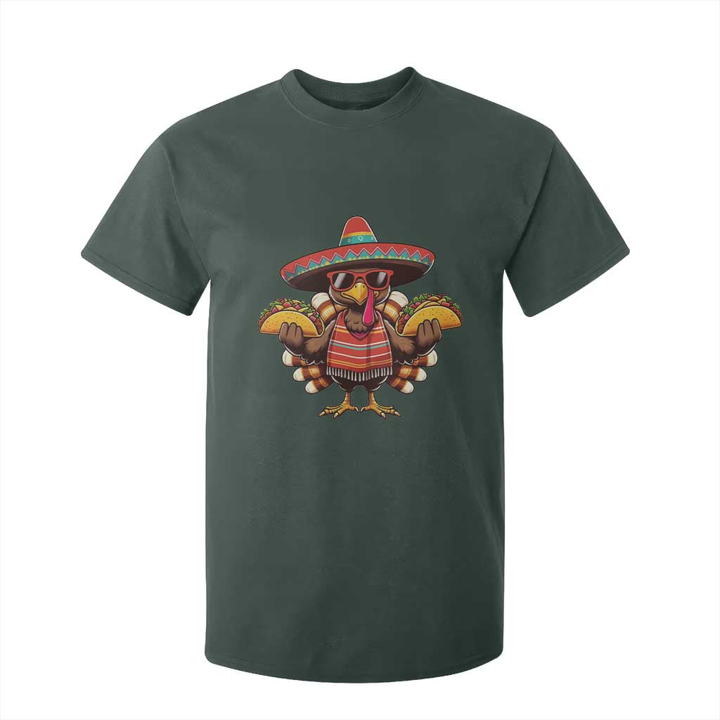 Funny Thanksgiving Turkey T Shirt For Kid Taco Mexican Christmas TS14 Dark Forest Green Print Your Wear