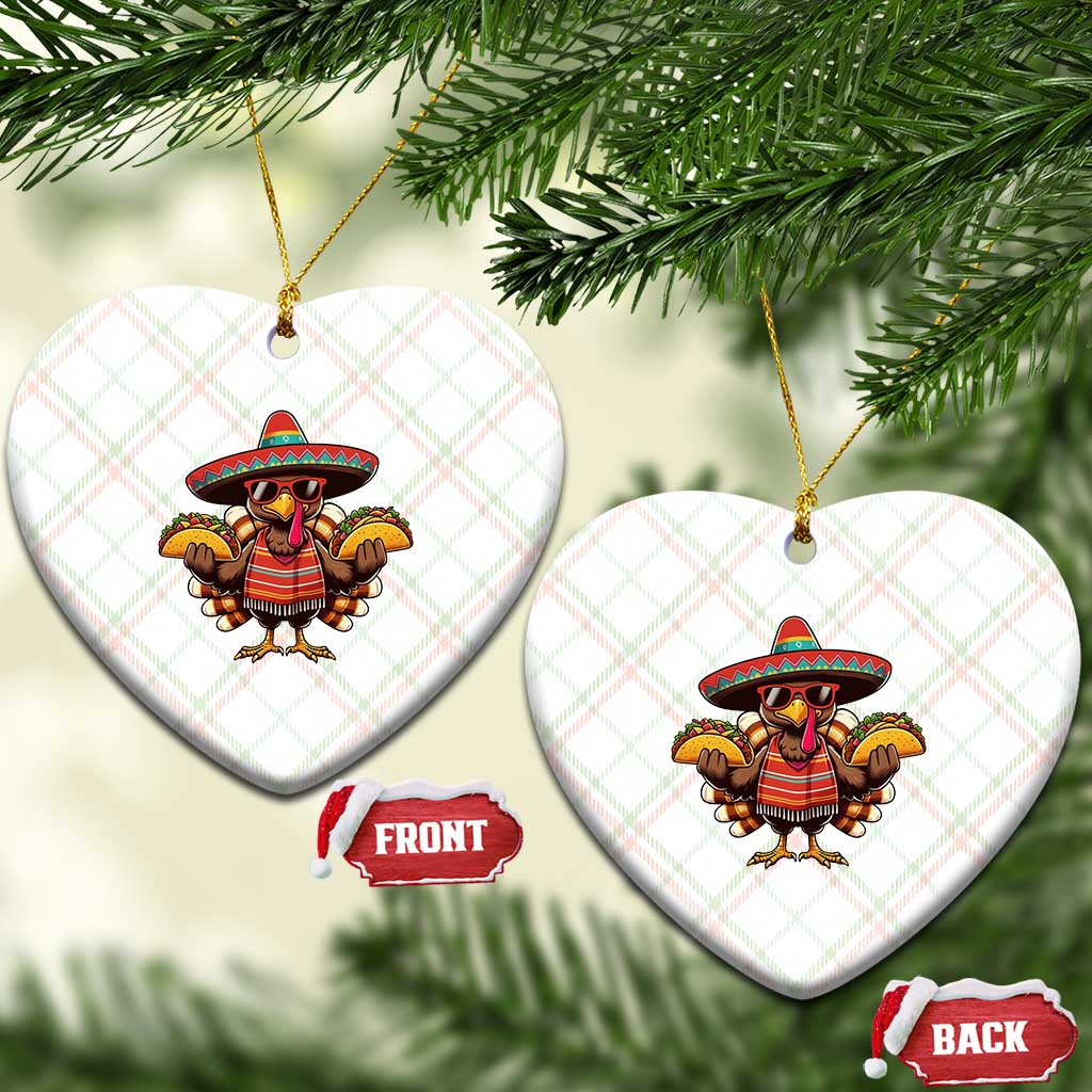 Funny Thanksgiving Turkey Ceramic Ornament Taco Mexican Xmas - Print Your Wear