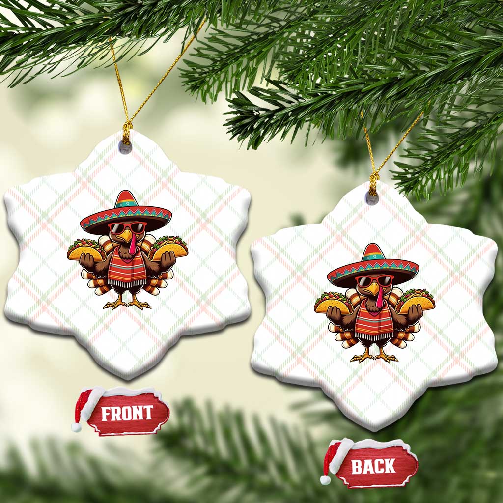 Funny Thanksgiving Turkey Ceramic Ornament Taco Mexican Xmas - Print Your Wear