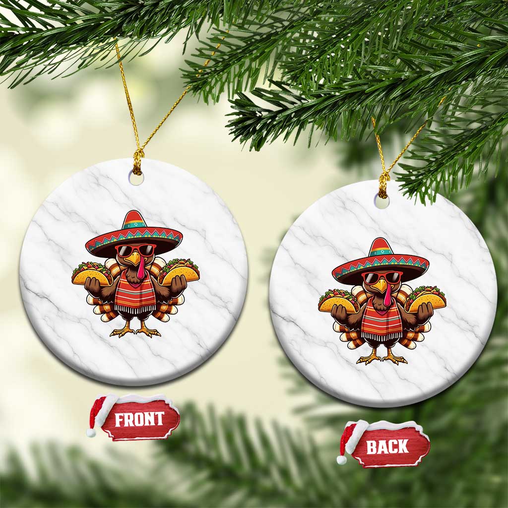 Funny Thanksgiving Turkey Ceramic Ornament Taco Mexican Xmas - Print Your Wear