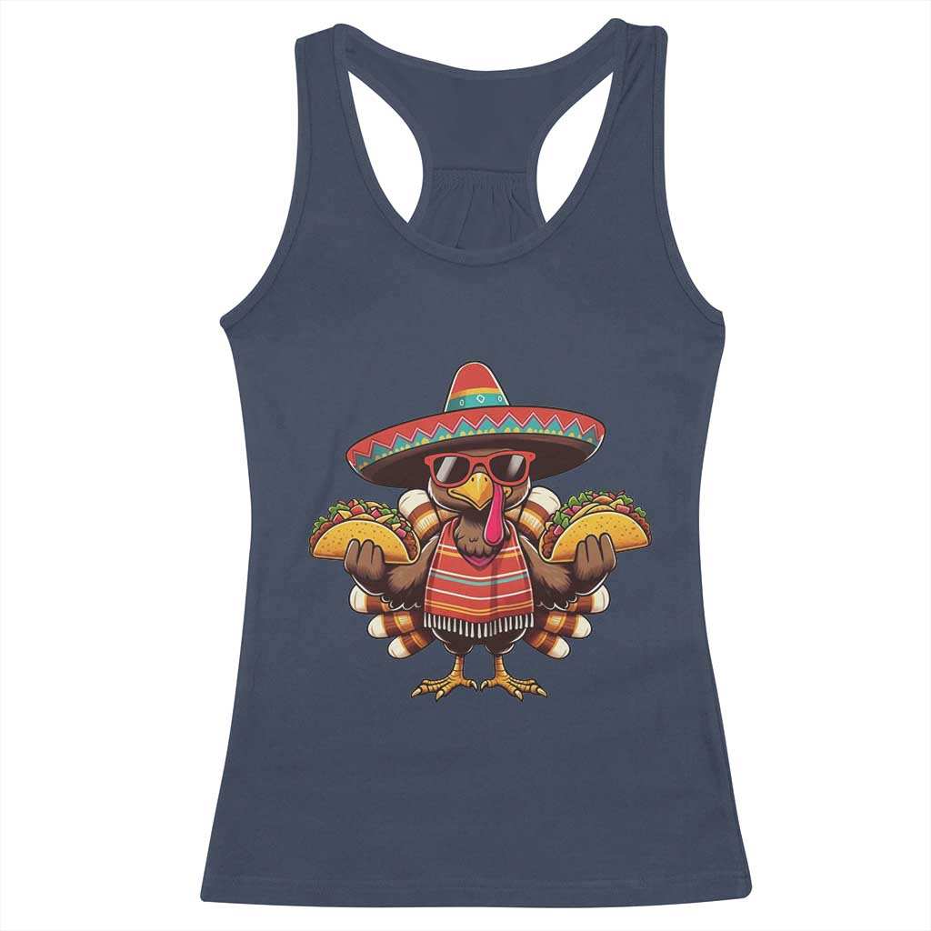 Funny Thanksgiving Turkey Racerback Tank Top Taco Mexican Christmas TS14 Navy Print Your Wear