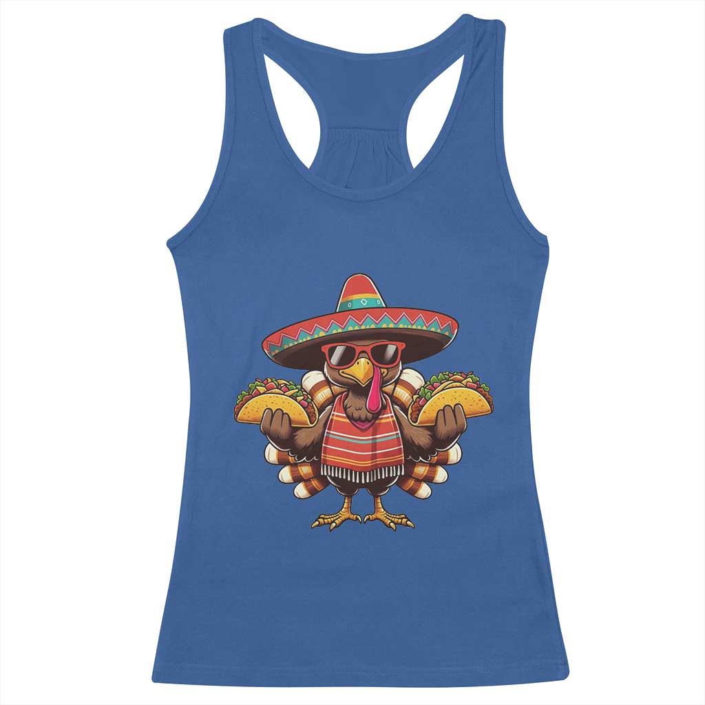 Funny Thanksgiving Turkey Racerback Tank Top Taco Mexican Christmas TS14 Royal Blue Print Your Wear