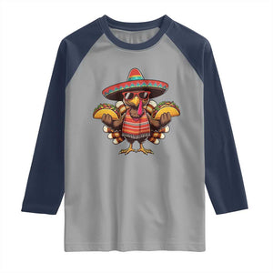 Funny Thanksgiving Turkey Raglan Shirt Taco Mexican Christmas TS14 Sport Gray Navy Print Your Wear