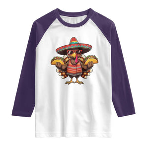 Funny Thanksgiving Turkey Raglan Shirt Taco Mexican Christmas TS14 White Purple Print Your Wear
