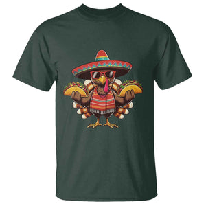 Funny Thanksgiving Turkey T Shirt Taco Mexican Christmas TS14 Dark Forest Green Print Your Wear