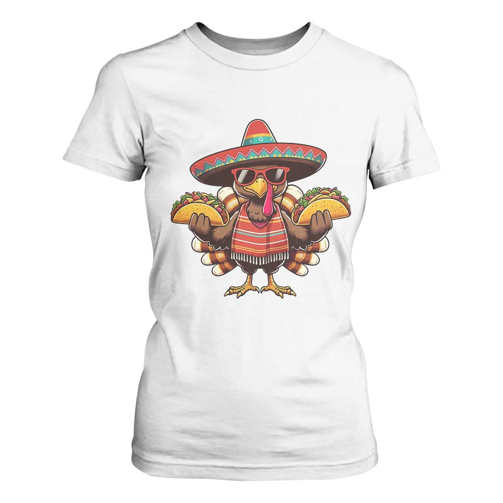 Funny Thanksgiving Turkey T Shirt For Women Taco Mexican Christmas TS14 White Print Your Wear