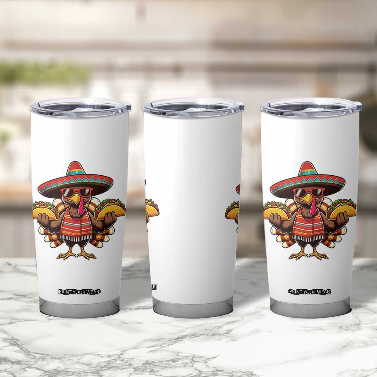 Funny Thanksgiving Turkey Tumbler Cup Taco Mexican Christmas TS14 Print Your Wear