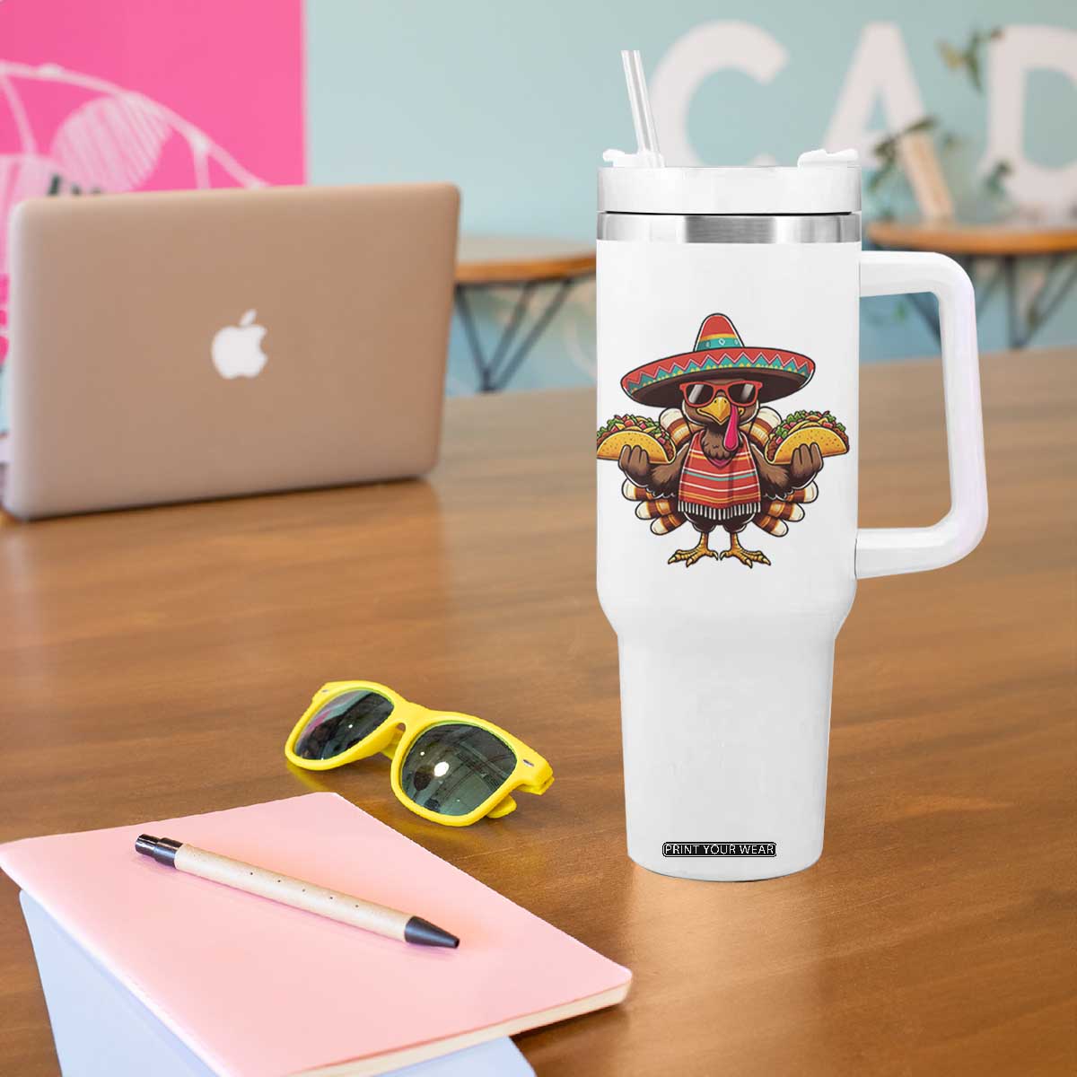Funny Thanksgiving Turkey Tumbler With Handle Taco Mexican Christmas TS14 Print Your Wear