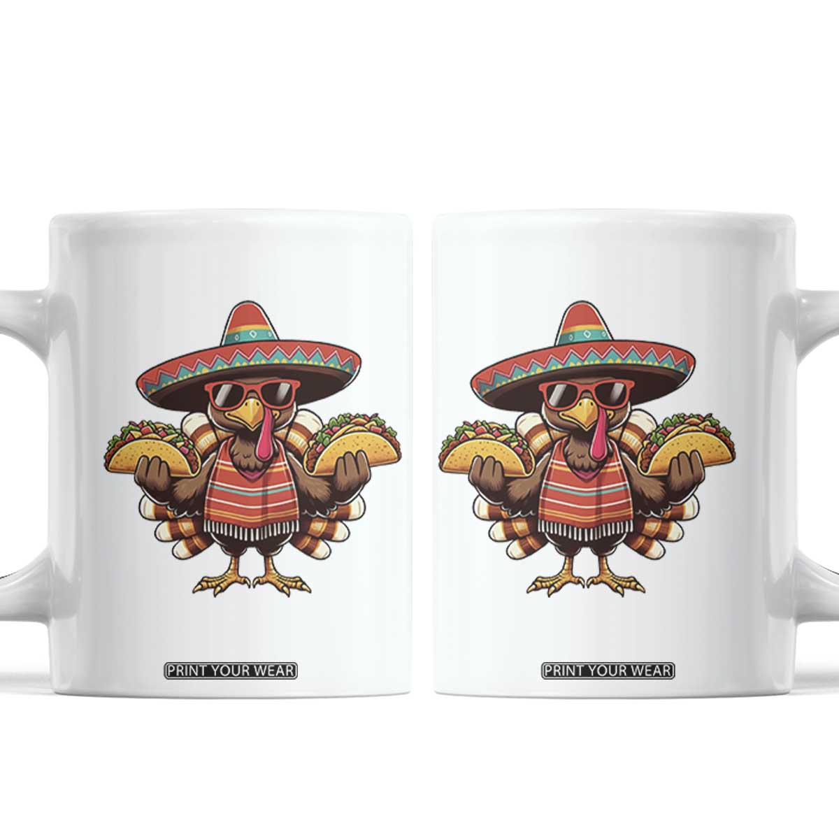 Funny Thanksgiving Turkey Coffee Mug Taco Mexican Christmas TS14 White Print Your Wear