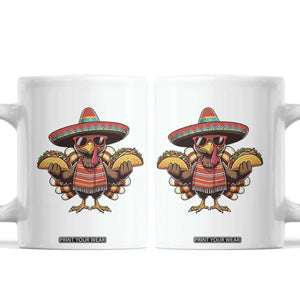Funny Thanksgiving Turkey Coffee Mug Taco Mexican Christmas TS14 White Print Your Wear