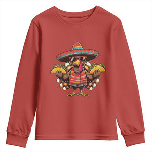 Funny Thanksgiving Turkey Youth Sweatshirt Taco Mexican Christmas - Print Your Wear