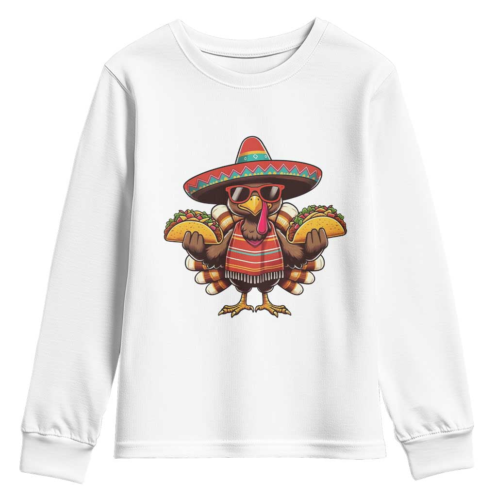 Funny Thanksgiving Turkey Youth Sweatshirt Taco Mexican Christmas TS14 White Print Your Wear