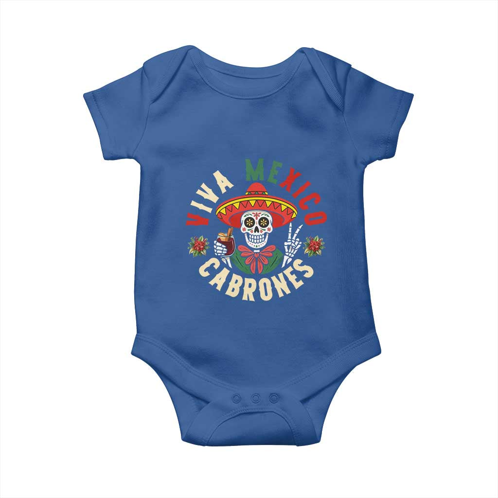 Viva Mexico Cabrones Baby Onesie Mexican Skull Christmas TS14 Royal Blue Print Your Wear