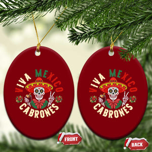 Viva Mexico Cabrones Ceramic Ornament Mexican Skull Xmas - Print Your Wear