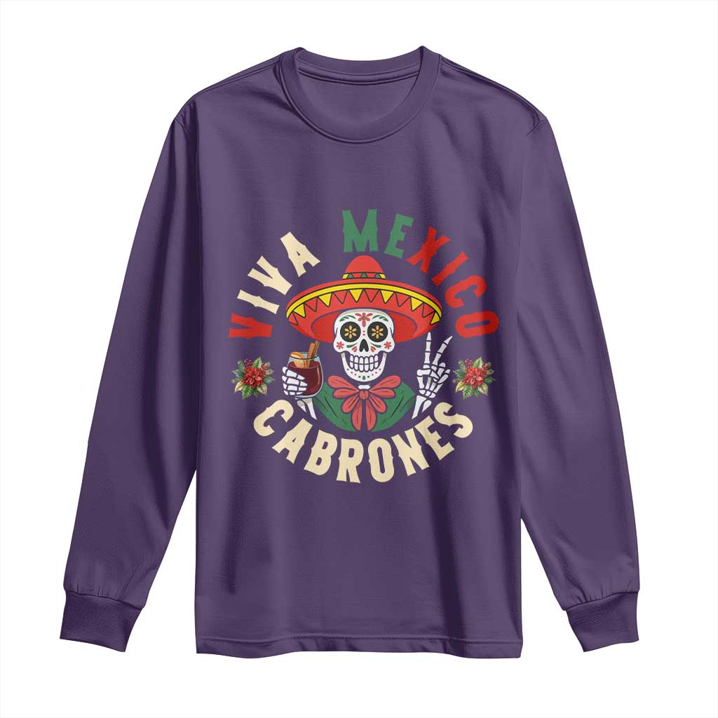 Viva Mexico Cabrones Long Sleeve Shirt Mexican Skull Christmas TS14 Purple Print Your Wear