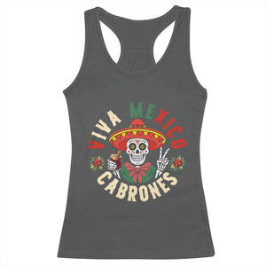 Viva Mexico Cabrones Racerback Tank Top Mexican Skull Christmas TS14 Dark Heather Print Your Wear