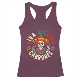 Viva Mexico Cabrones Racerback Tank Top Mexican Skull Christmas TS14 Maroon Print Your Wear