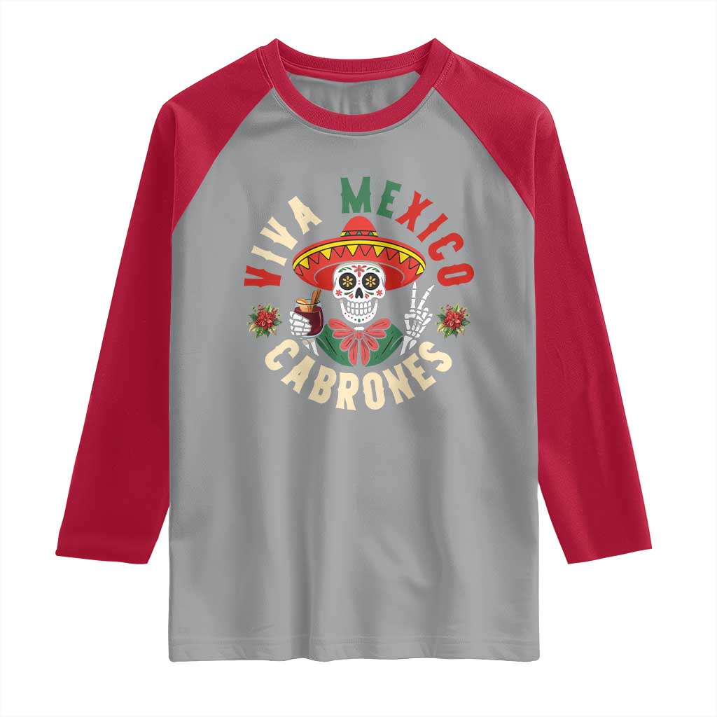 Viva Mexico Cabrones Raglan Shirt Mexican Skull Christmas TS14 Sport Gray Red Print Your Wear
