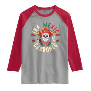 Viva Mexico Cabrones Raglan Shirt Mexican Skull Christmas TS14 Sport Gray Red Print Your Wear