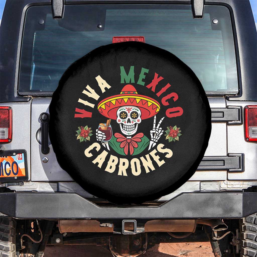 Viva Mexico Cabrones Spare Tire Cover Mexican Skull Christmas TS14 No hole Black Print Your Wear