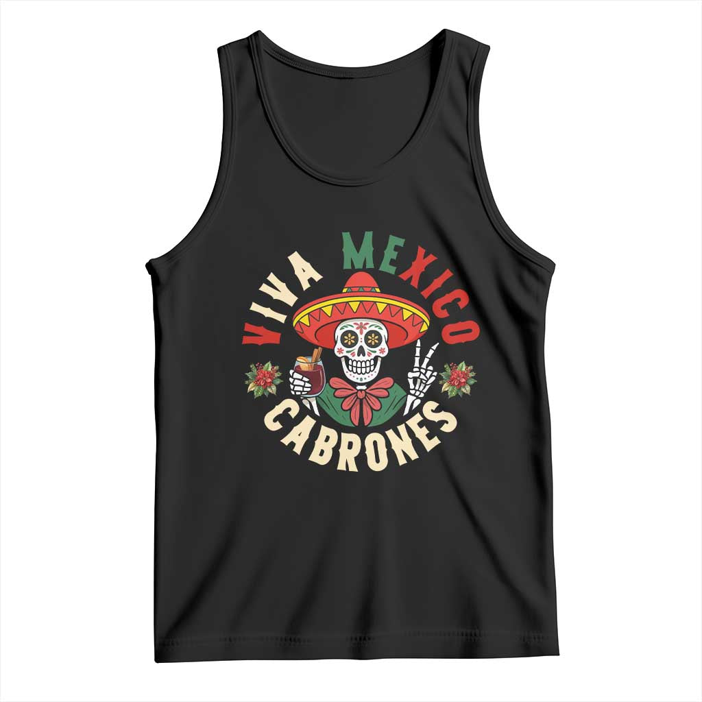 Viva Mexico Cabrones Tank Top Mexican Skull Christmas TS14 Black Print Your Wear