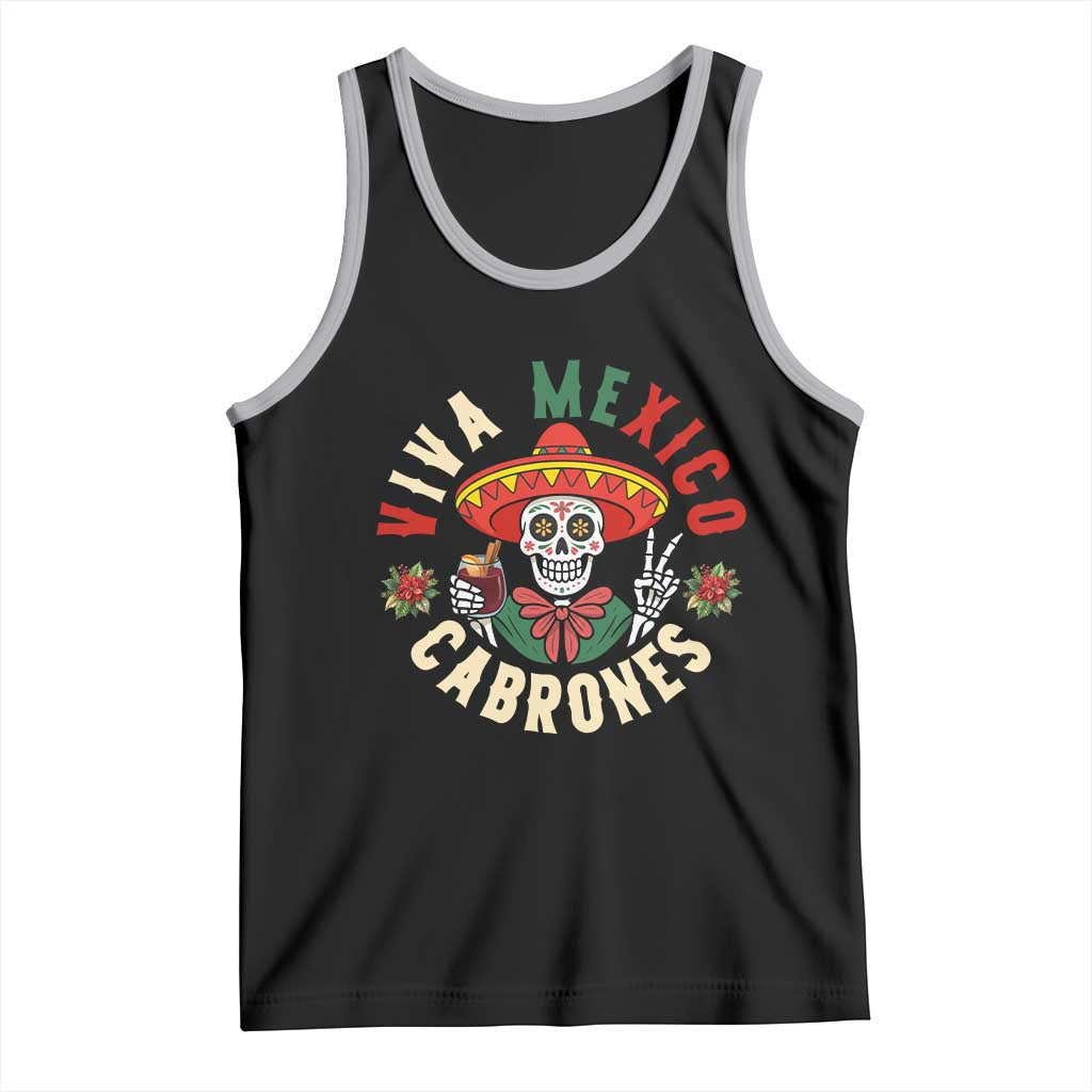 Viva Mexico Cabrones Tank Top Mexican Skull Christmas TS14 Black Athletic Heather Print Your Wear